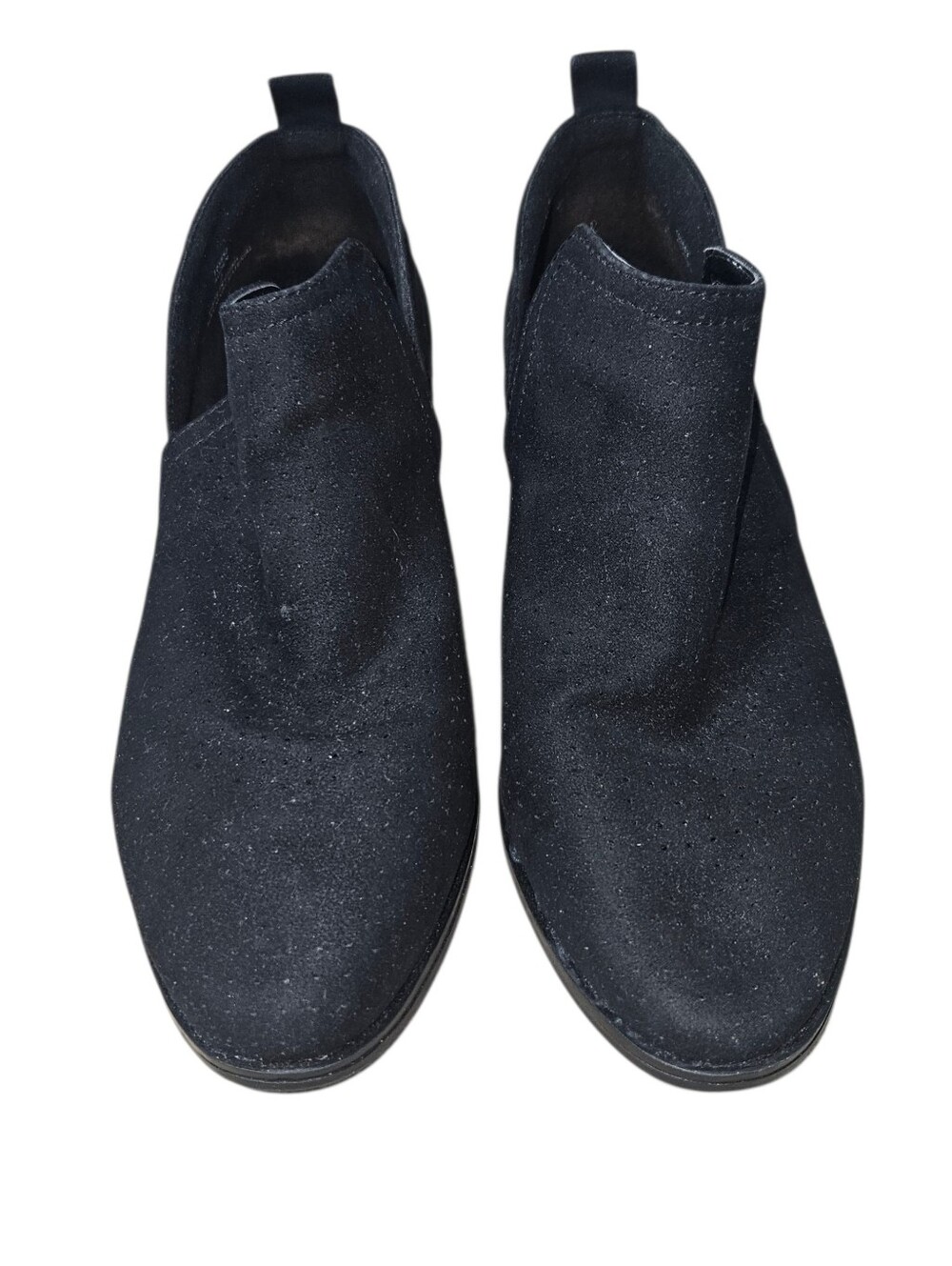 Xappeal Size 7 Black Suede Ankle Boots Cutout Side Slip On